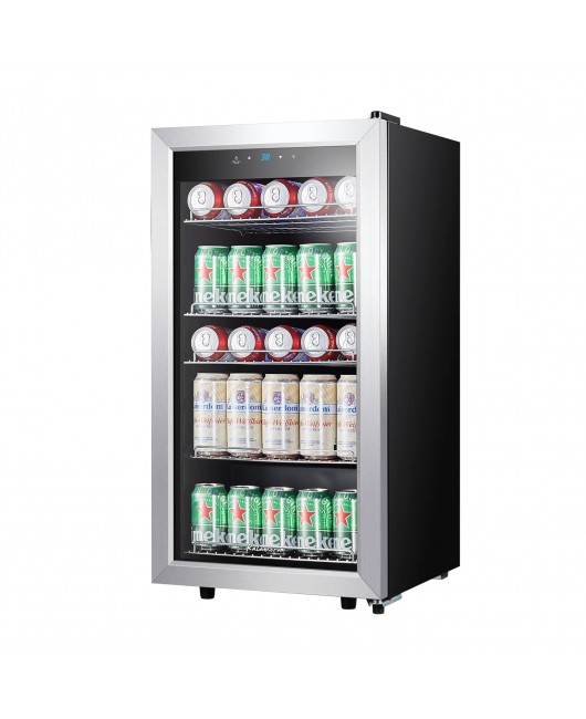 Kalamera Mini Beverage Refrigerator Freestanding- 120 Cans Capacity Beverage Cooler- for Soda, Water, Beer or Wine - for Kitchen or Bar with White Interior Light